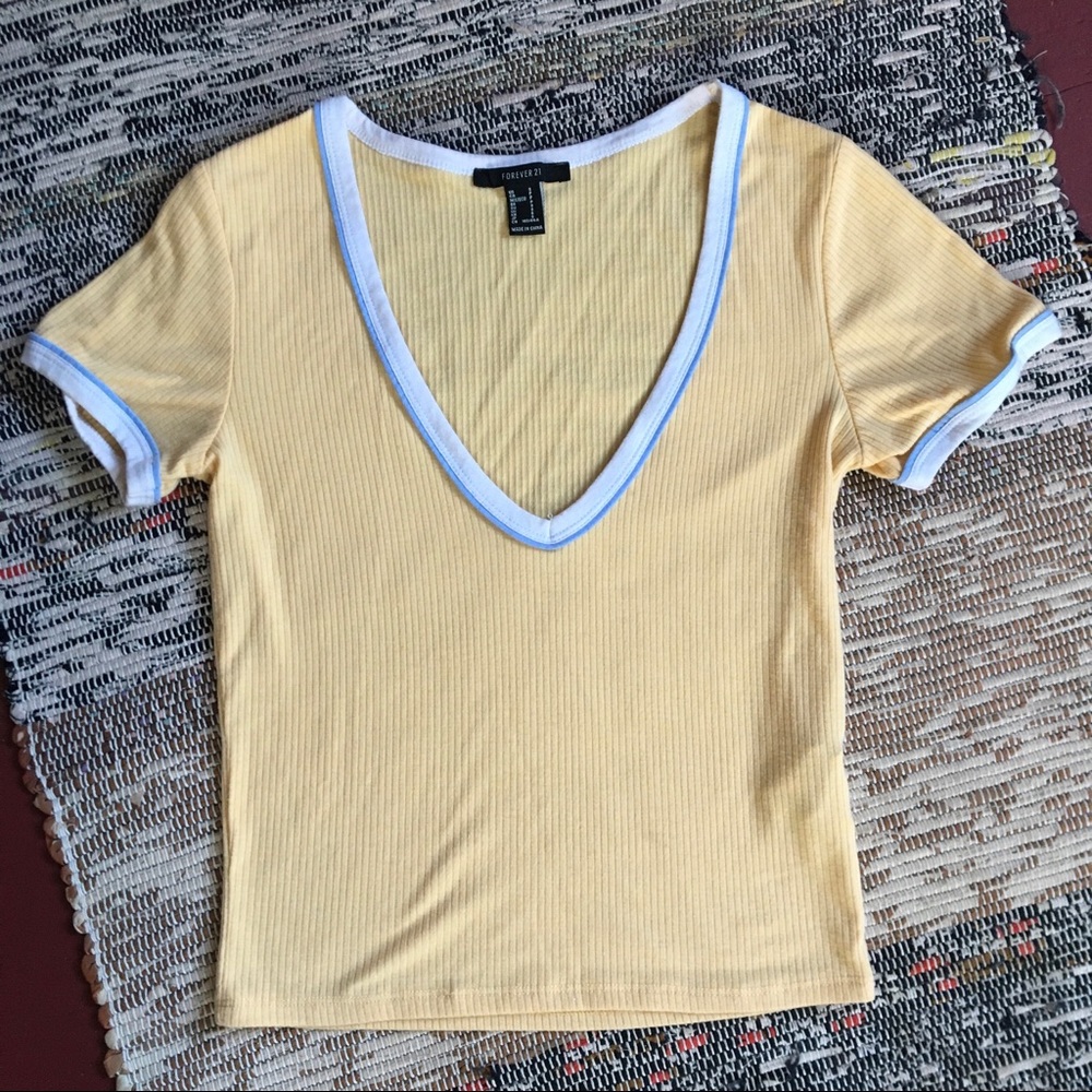 yellow scoop neck tee